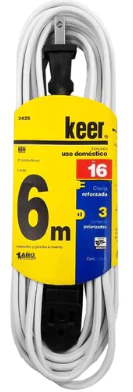 KEER EXTENSIÓN DOMÉSTICA 2X16 BLANCA 6M (2425)(E)