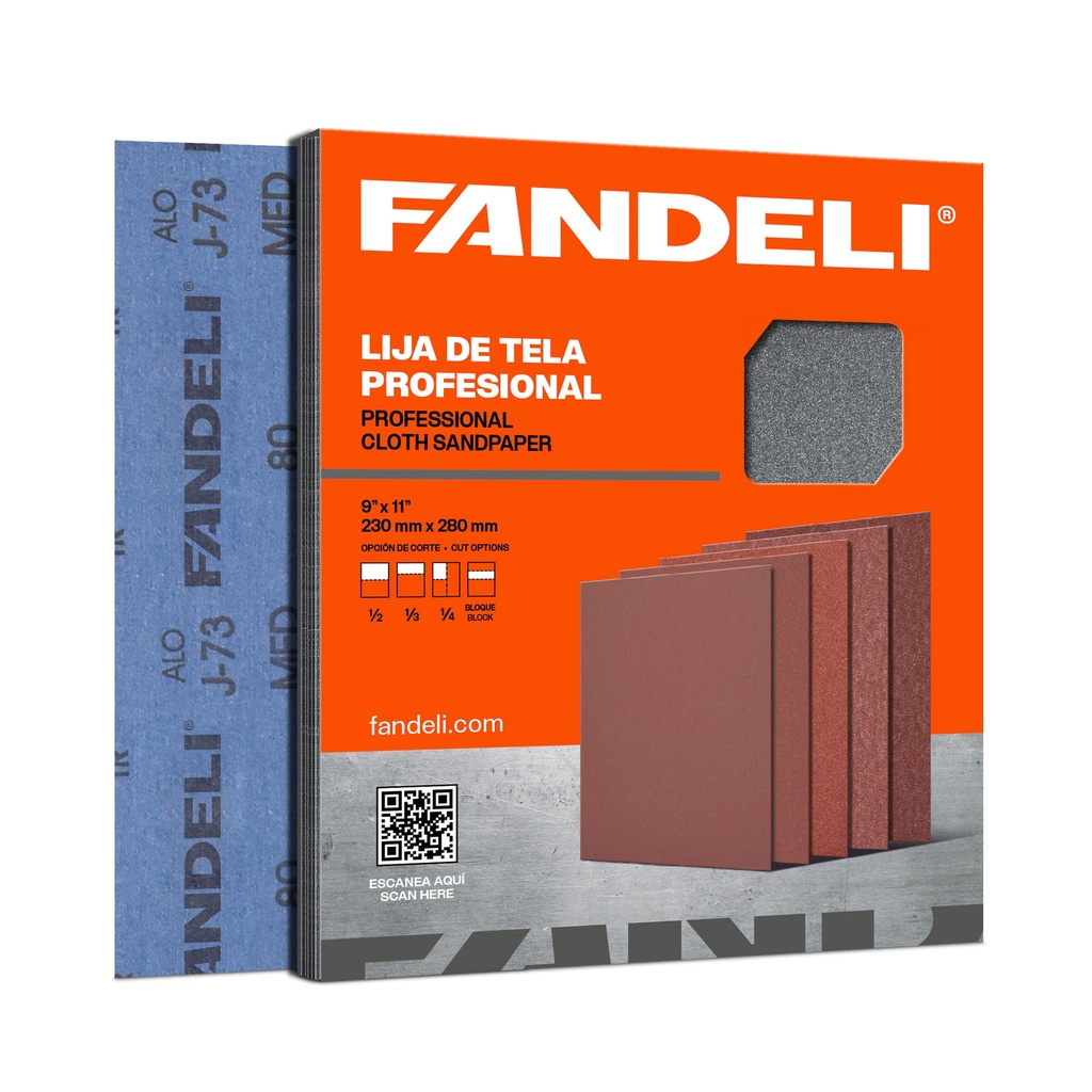 PAQUETE C/50 PIEZAS LIJA FANDELI ESMERIL FINA (02331) 
