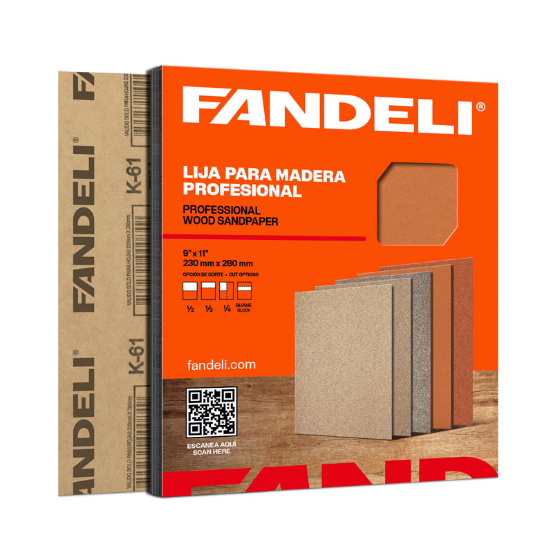 PAQUETE C/25 PIEZAS LIJA FANDELI MADERA K-61 PAIS GRUESA (00085) 