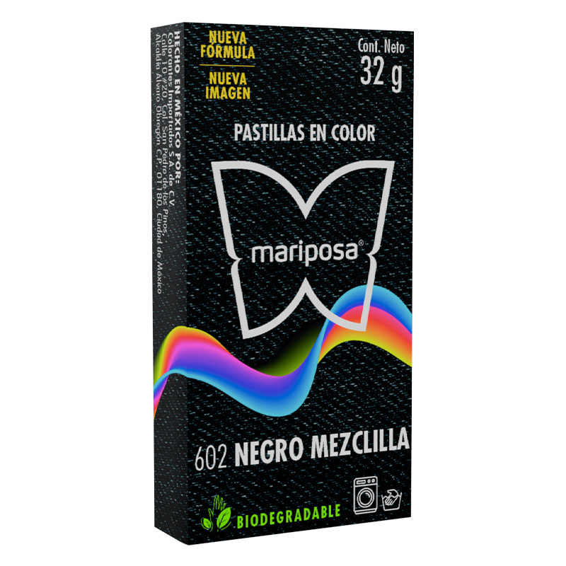 MARIPOSA PASTILLA 602 NEGRO MEZCLILLA 32GR (H)