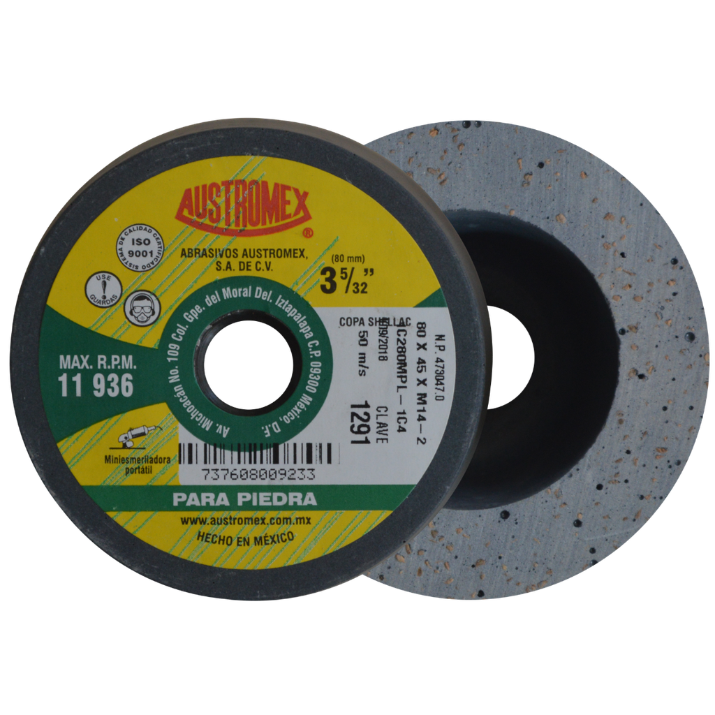 MINICOPA ABRASIVA SHELLAC P/PULIDO AUSTROMEX 80MM P/BOSCH (1291)(H)