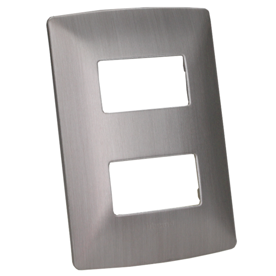 BTICINO MX PLACA ALUMINIO 2 VENTANAS CHASIS ACERO (QZ4803M2AAC) (E)