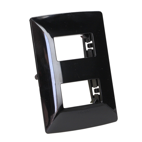 BTICINO MX PLACA RESINA 2 VENTANAS CHASIS NEGRO OBSIDIANA (QZ4803M2NB) (E)