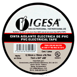 PAQUETE C/10PZ CINTA AISLANTE IGESA 19MM X 9M (E)