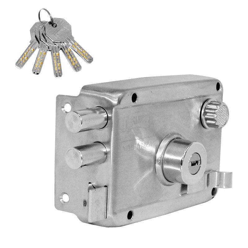 CERRADURA PHILLIPS HS-4100-AS 6 CLÁSICA IZQUIERDA ACERO INOXIDABLE SOBREPONER (MX2657)(H)