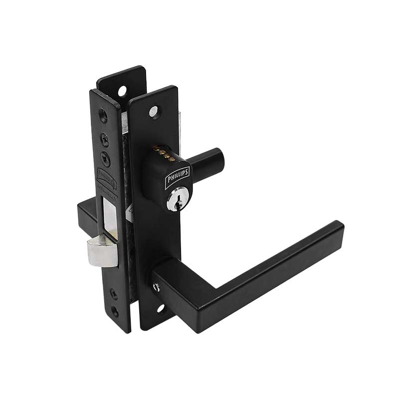 CERRADURA PHILLIPS 520C DOBLE CILINDRO NEGRO P/ALUMINIO (MX6934)(H)