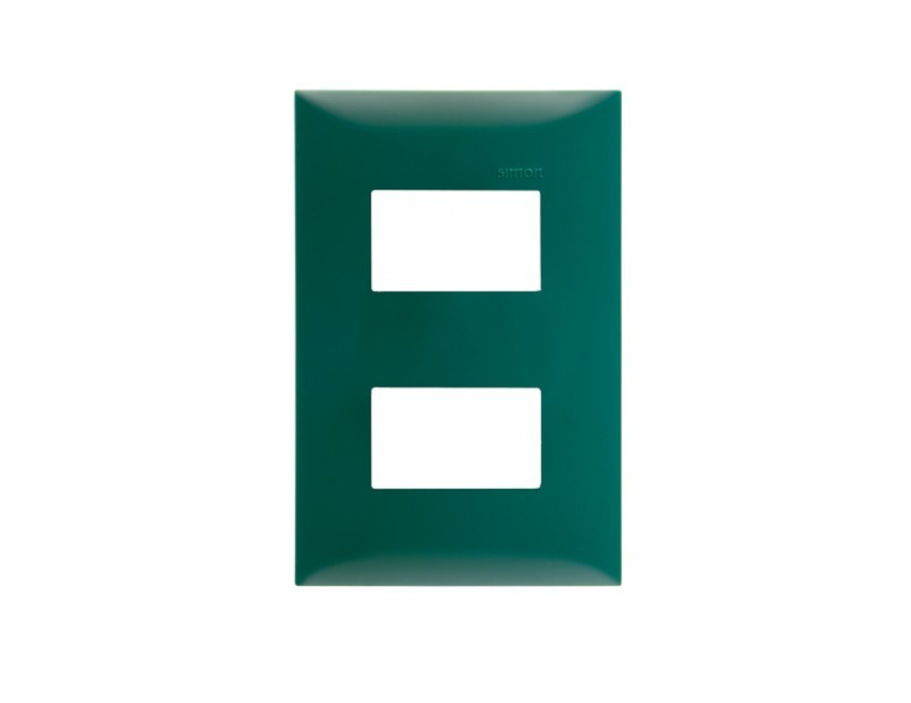 PLACA SIMON 2 VENTANAS S/CHASIS VERDE ABETO (25612-68)(E)