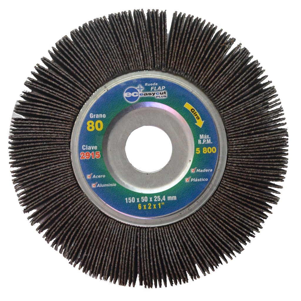 RUEDA FLAP AUSTROMEX C/CENTRO METÁLICO 6" GRANO 80 (2915)(H)