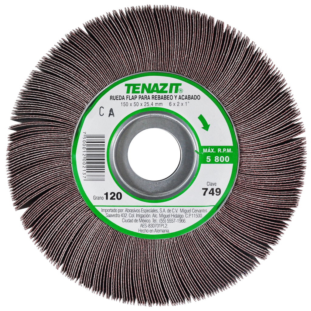 RUEDA FLAP PREMIUM AUSTROMEX C/CENTRO METÁLICO 6" GRANO 120 (749)(H)