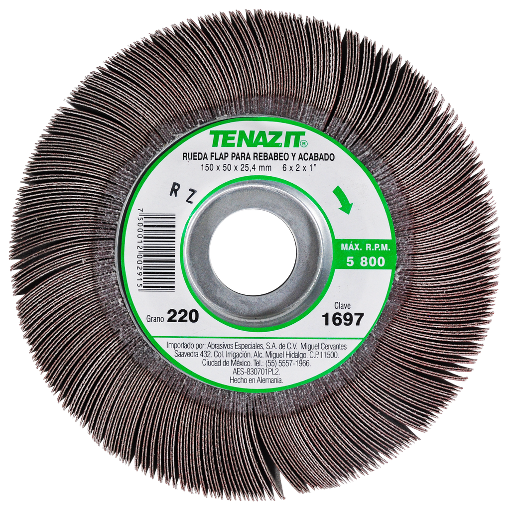RUEDA FLAP PREMIUM AUSTROMEX C/CENTRO METÁLICO 6" GRANO 220 (1697)(H)