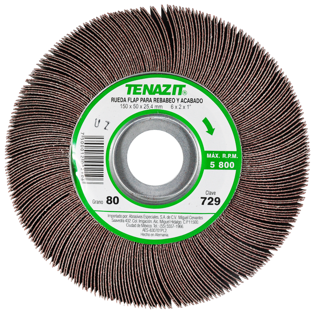 RUEDA FLAP PREMIUM AUSTROMEX C/CENTRO METÁLICO 6" GRANO 80 (729)(H)