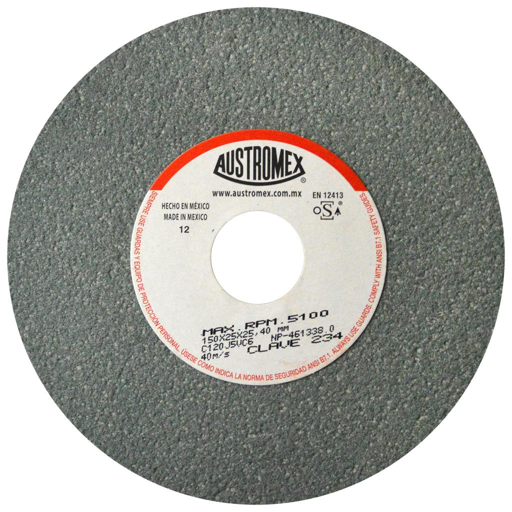 RUEDA ABRASIVA AUSTROMEX P/ESMERILAR-AFILAR 6" GRANO 120 (234)(H)