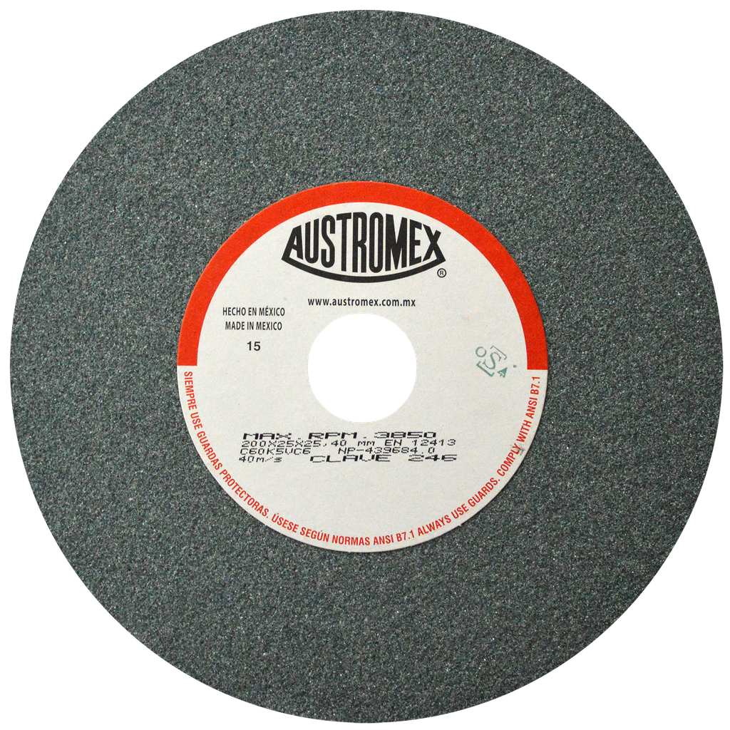 RUEDA ABRASIVA AUSTROMEX P/ESMERILAR-AFILAR 8" GRANO 60 (246)(H)