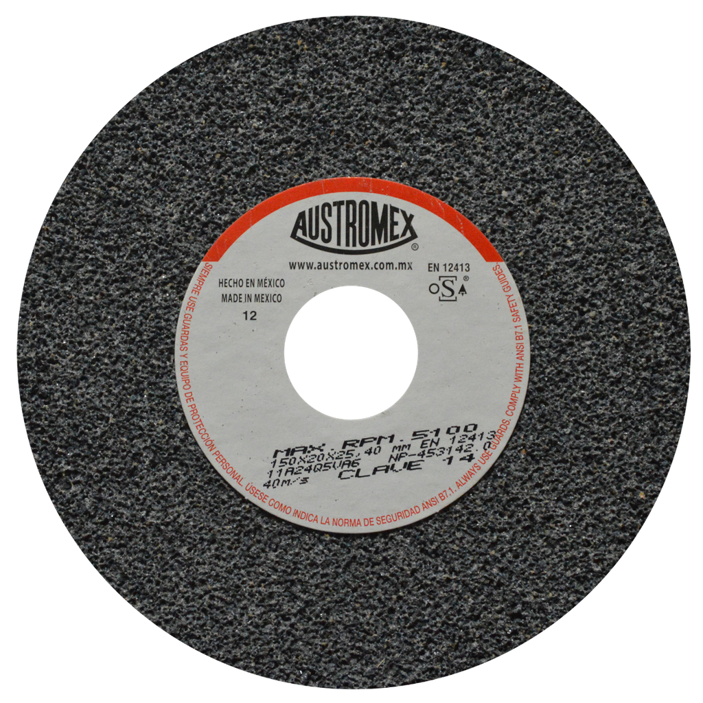 RUEDA ABRASIVA AUSTROMEX USO GENERAL 6" GRANO 24 (14) (H)