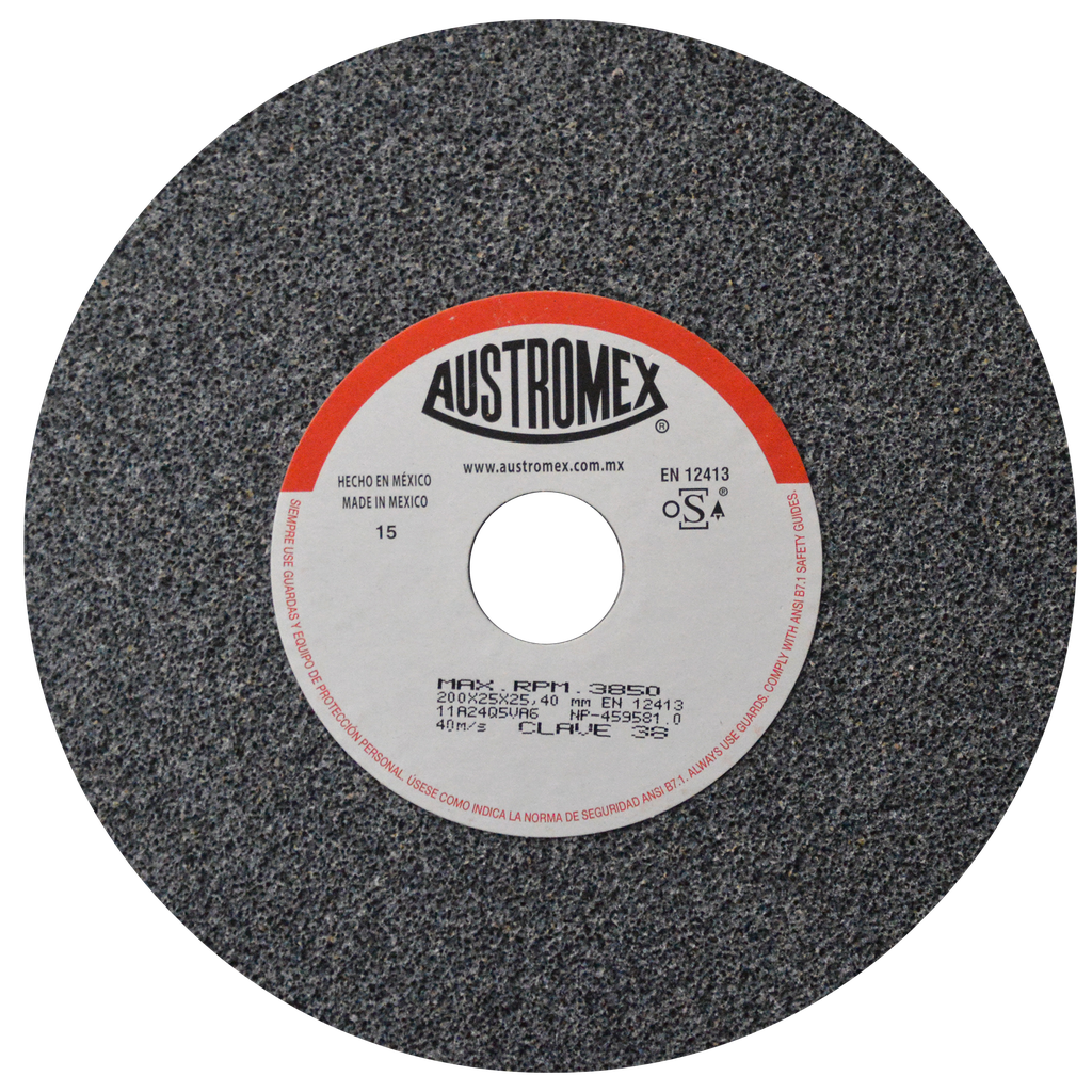 RUEDA ABRASIVA AUSTROMEX USO GENERAL 8" GRANO 24 (38) (H)