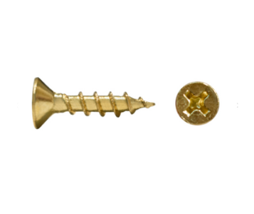 TORNILLO P/MADERA VEKER CABEZA PLANA "PHILLIPS" 6 X 5/8" LATÓN BRILLANTE B/1000 (15606)