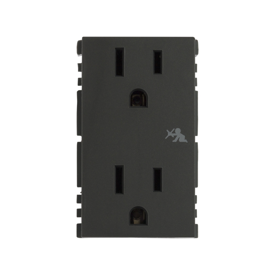 TOMACORRIENTE SIMON DUPLEX 2P+T S/CHASIS GRAFITO (25424-38)(E)