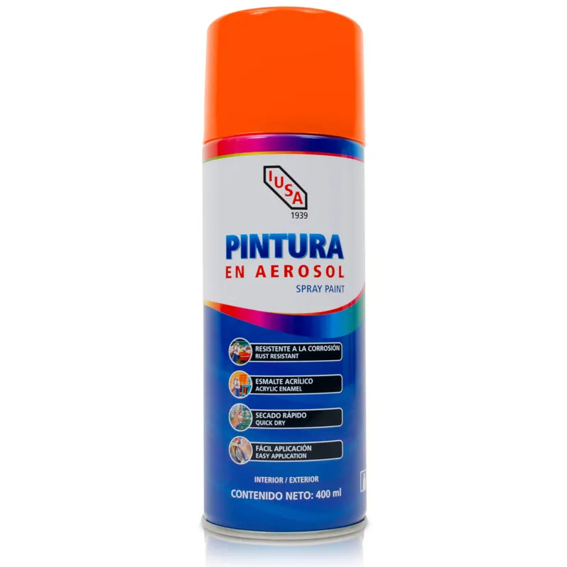 IUSA PINTURA EN AEROSOL NARANJA FLOURESCENTE 400ML (618822)(E)