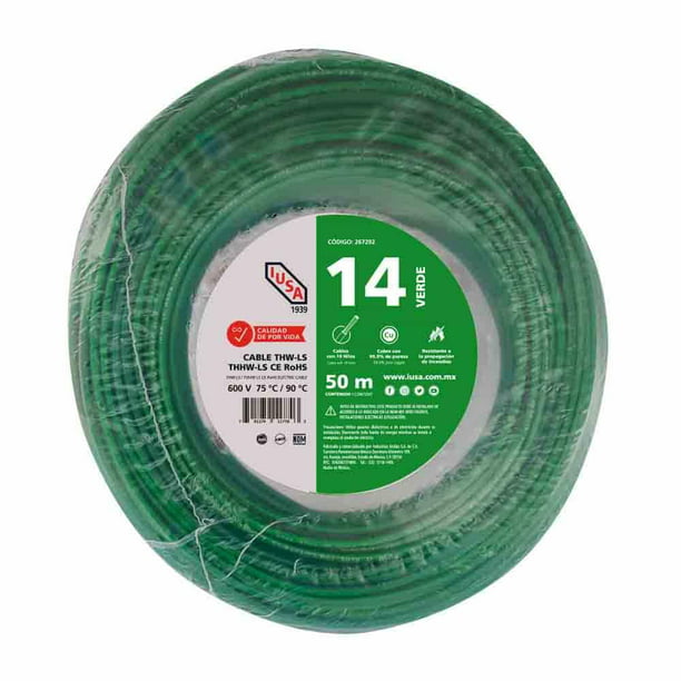 IUSA CABLE THHW #10 VERDE BOLSA 50M (267300)