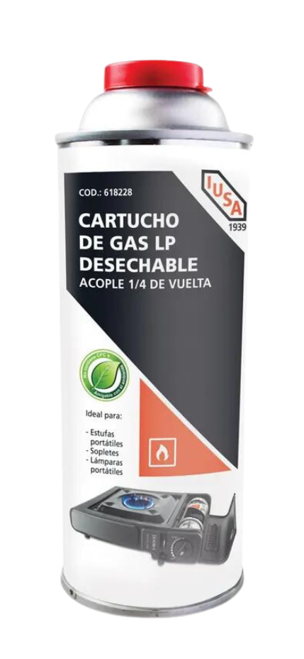 IUSA GAS BUTANO P/PARRILLA C/VÁLVULA 1/4 VUELTA 324ML (618228)