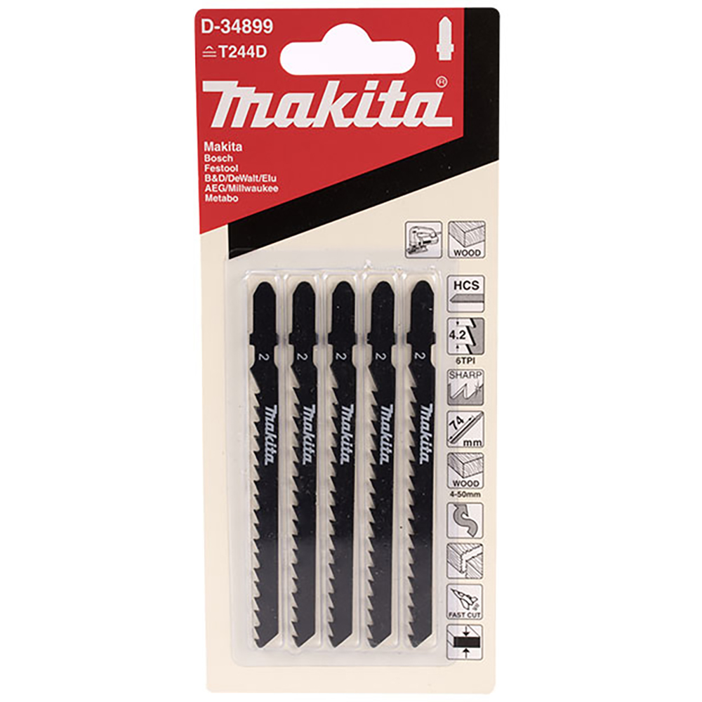 SEGUETA P/CALADORA MAKITA P/MADERA CORTE RÁPIDO CURVO (B17) T244D C/5PZ (D-34899)