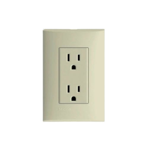 BTICINO PLACA FORZA DUPLEX C/TOMACORRIENTE 2P+T MARFIL (FZA68SMS)
