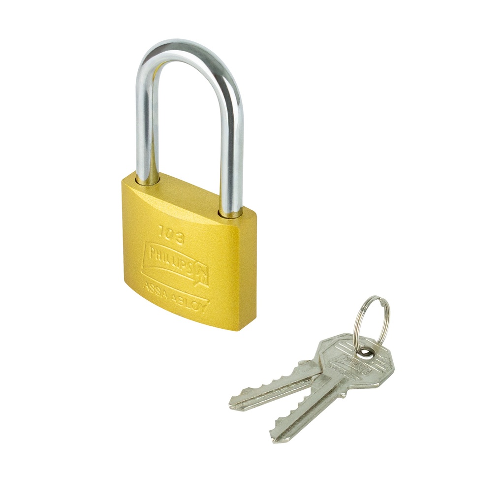 CANDADO PHILLIPS 103 HIERRO GANCHO LARGO DORADO BLISTER (MX7184) (H)