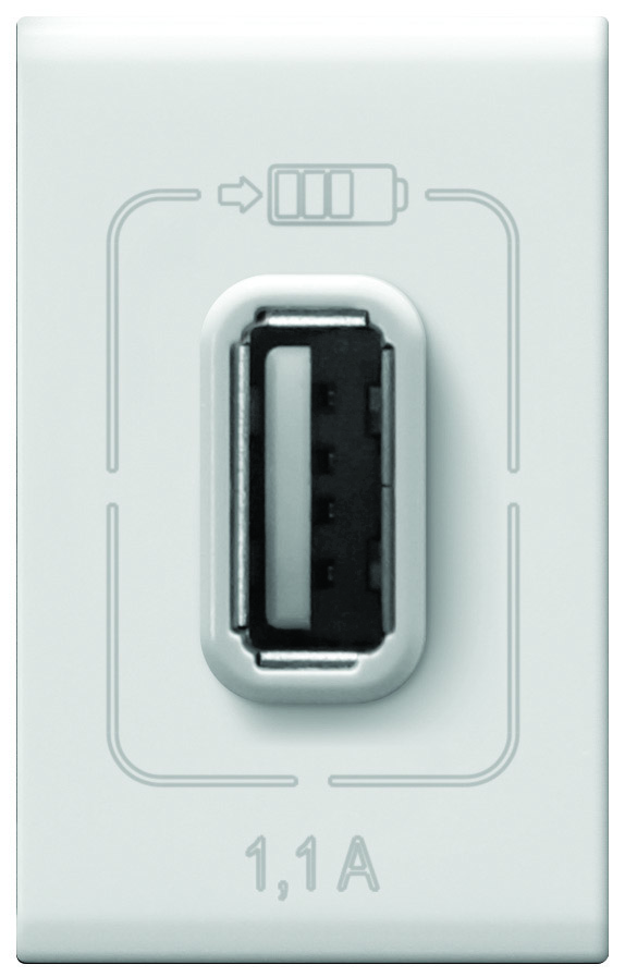 BTICINO CARGADOR USB FORZA BLANCO 1 MÓDULO (FZA21)(E)
