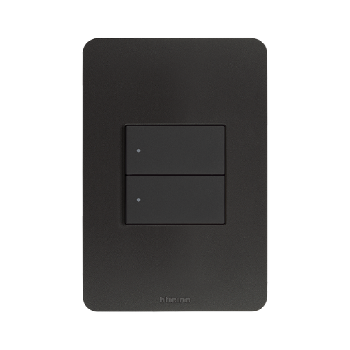 QUINZIÑO GO PLACA RESINA NEGRA 2 MÓDULOS CENTRADOS C/CHASIS (JA4819JBQ)(E)