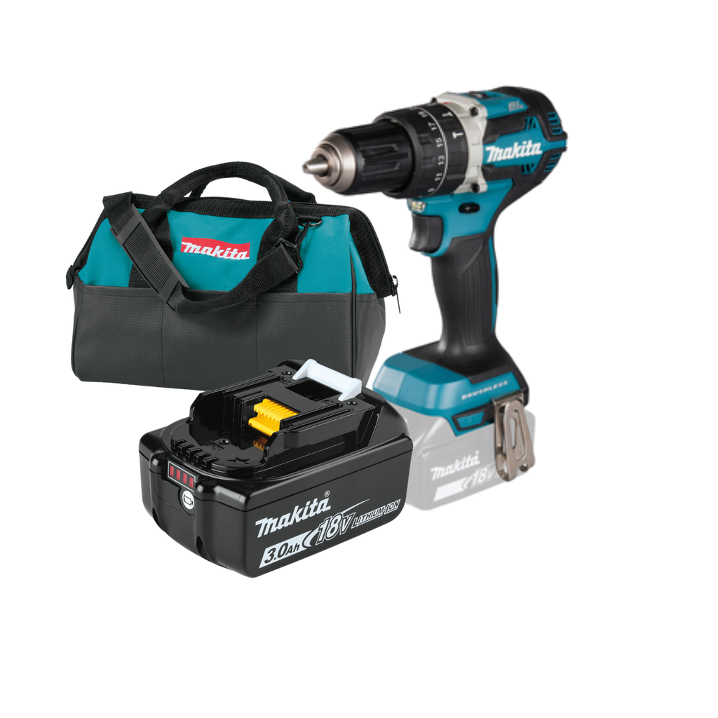 COMBO MAKITA ROTOMARTILLO INALÁMBRICO DHP484 + BATERÍA BL1830B + MALETA