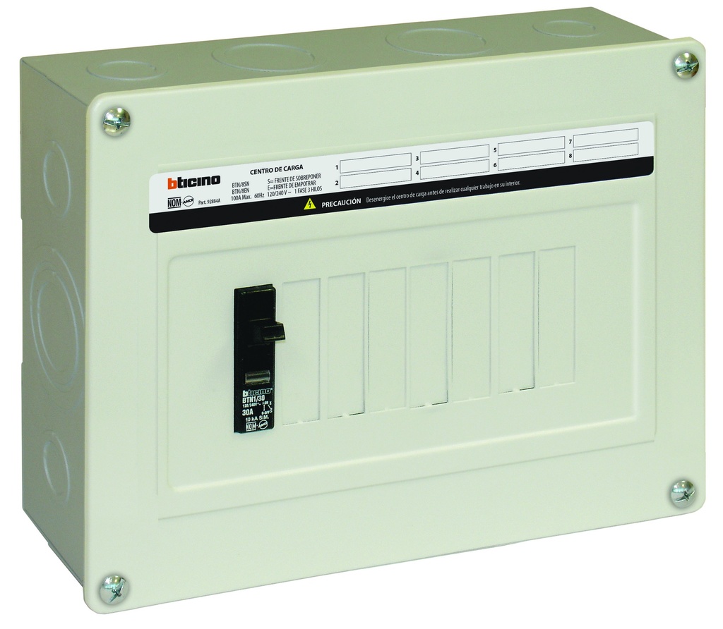 BTICINO CENTRO CARGA 8 POLOS SOBREPONER (BTN/8SN)