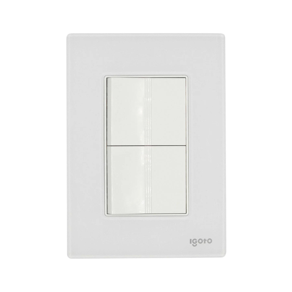IGOTO PLACA ARMADA BLANCA C/2 APAGADORES SENCILLOS DE 1.5 MÓDULOS (CRIS1010)(E)