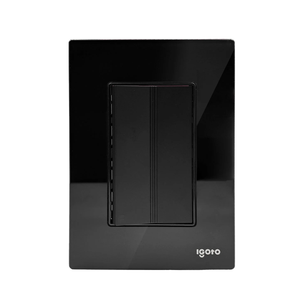 IGOTO PLACA ARMADA NEGRA C/1 APAGADOR ESCALERA DE 3 MÓDULOS (CRIS2008)(E)