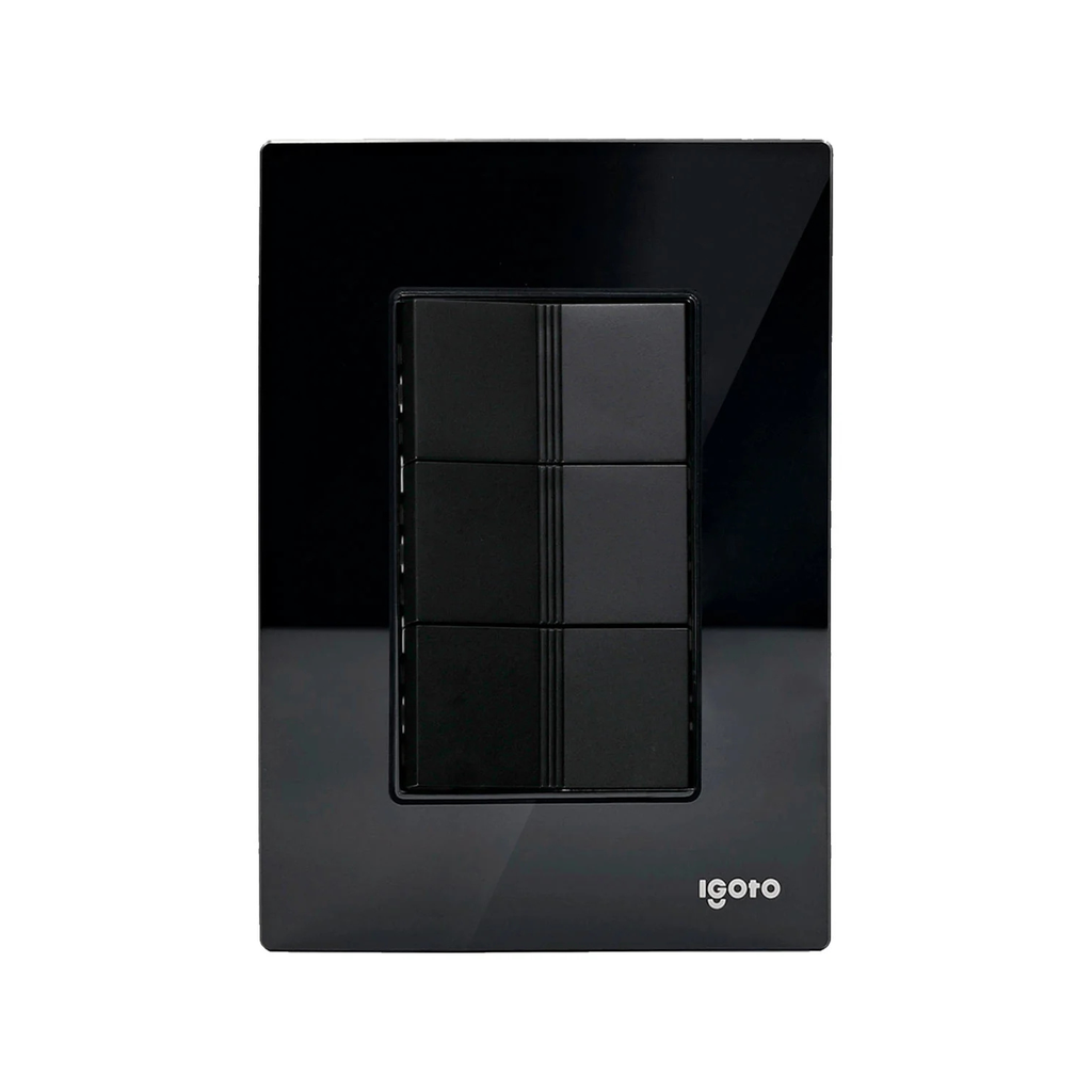 IGOTO PLACA NEGRA C/3 APAGADORES SENCILLOS DE 1 MÓDULO (CRIS2013)(E)