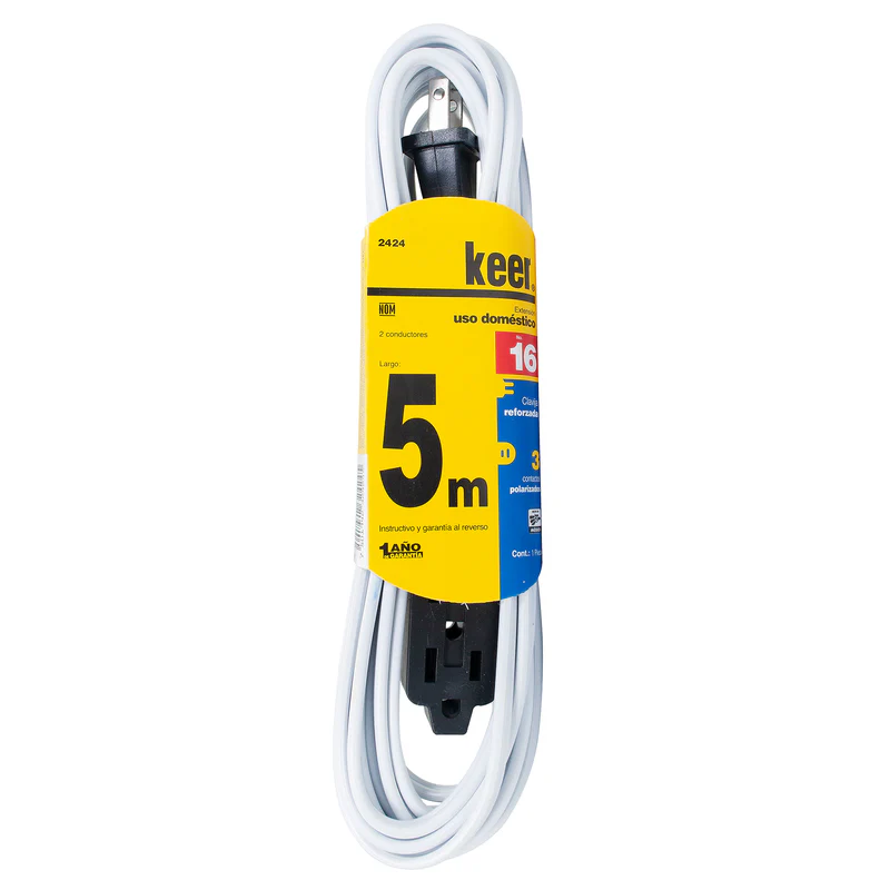 KEER EXTENSIÓN DOMÉSTICA 2 X 16 BLANCA 5M (2424)(E)