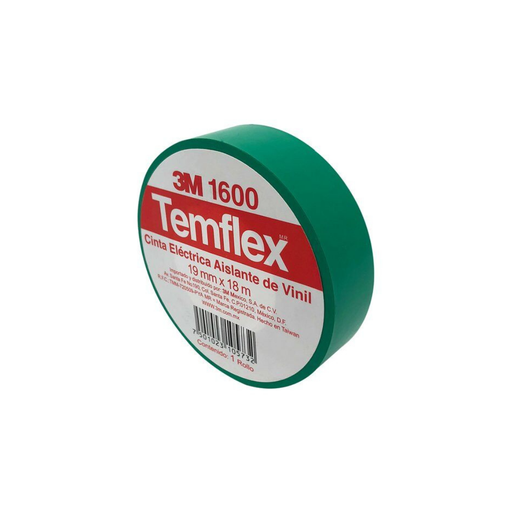 [3MCTE1918V] 3M CINTA AISLANTE TEMFLEX VERDE 19MM X 18M (165)(E)