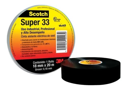 [3MCSOVC1032] 3M CINTA SCOTCH PVC 18MM X 20M (SUPER33)(H)