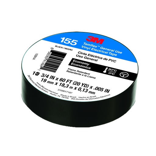 [3MCTEA1918] 3M CINTA AISLANTE PVC TEMFLEX 19MM X 18M (155U)(E)