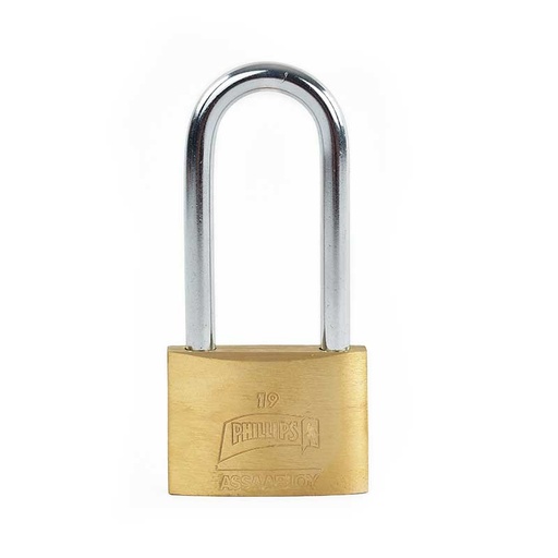 [PHCA019GL] CANDADO PHILLIPS 19 GANCHO LARGO LATÓN MACIZO (MX244)(H)