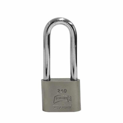 [PHCA240ESGL] CANDADO ACERO PHILLIPS 240 BLISTER GANCHO LARGO (MX2999)(H)