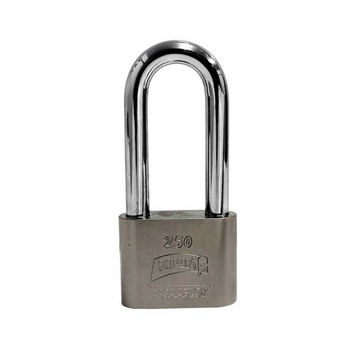 [PHCA250ESGL] CANDADO ACERO PHILLIPS 250 GANCHO LARGO BLISTER (MX3000)(H)