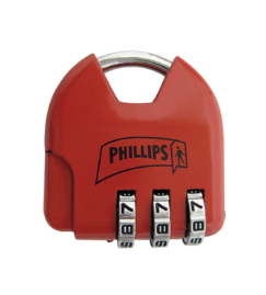 [PHCA004AR] CANDADO DE COMBINACIÓN 4 PHILLIPS (MALETERO) ROJO BLISTER (MX2325)(H)