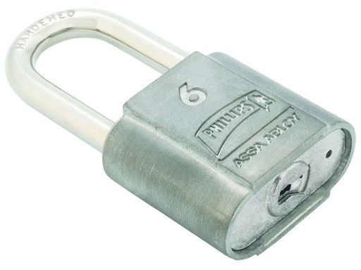 [PHCA006GLM] CANDADO METÁLICO PHILLIPS 6 GANCHO LARGO BLISTER (MX1398)(H)