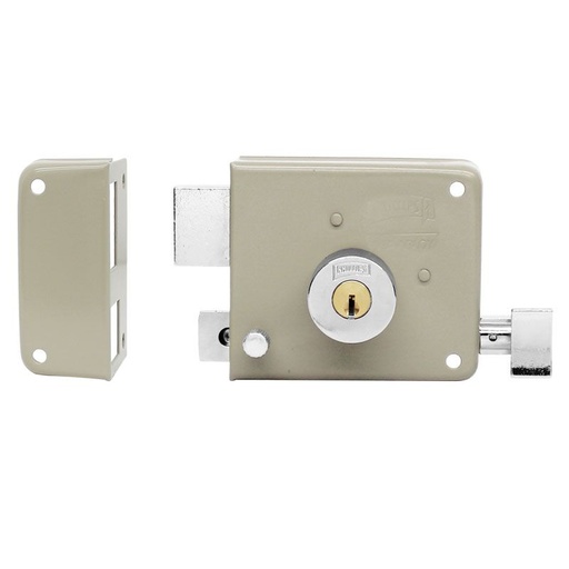 [PHCE725ASIBG] CERRADURA PHILLIPS AS-725 CLÁSICA IZQUIERDA BEIGE LLAVE DE PUNTOS SOBREPONER (MX1744)(H)