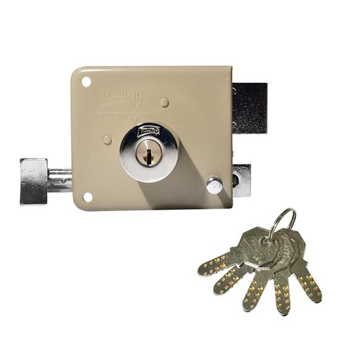 [PHCE725ASIFDBG] CERRADURA PHILLIPS AS-725 INSTAFÁCIL DERECHA BEIGE LLAVE DE PUNTOS SOBREPONER (MX1753)(H)