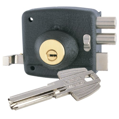 [PHTCESOB84465] CERRADURA 1985 TESA SOBREPONER ENTRADA IZQUIERDA NEGRA LLAVE DE PUNTOS MX86465