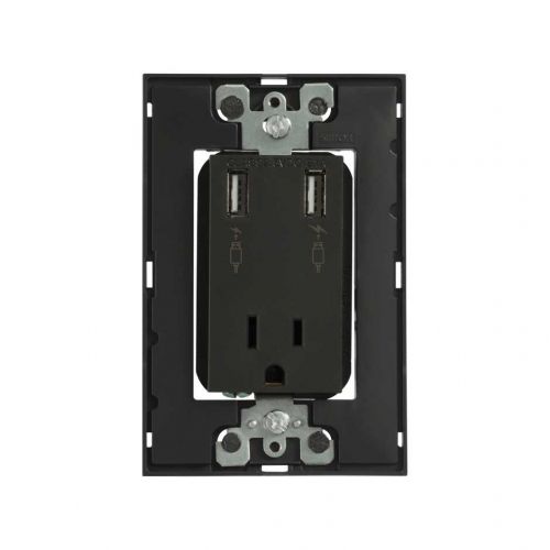 [SICHT3GR] CHASIS+TOMA CORRIENTE SIMON 2P+T + CARGADOR USB GRAFITO (25454-38)(E)