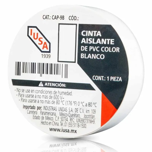 [IU-2CINTPVCB] IUSA CINTA AISLANTE BLANCA 19MM X 18M (616315)(E) DDD