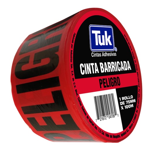 [TKDCBRO75X305] CINTA TUK 520 BARRICADA ROJA PELIGRO 75MM X 305M (352003)