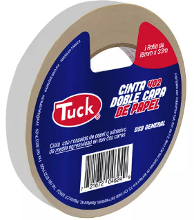 [TKCCDC40218X33] CINTA TUK DOBLE CAPA 402 RESPALDO PAPEL 18MM X 33M (420201)